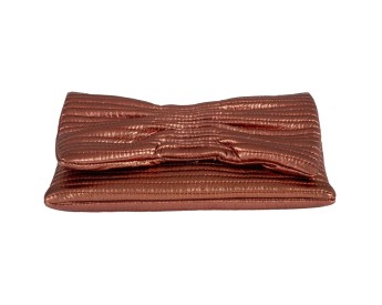 Bow Faux Leather Envelope Clutch