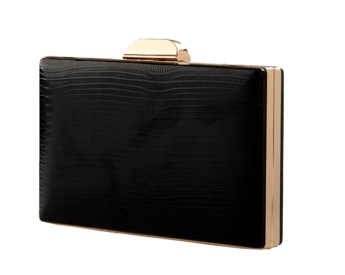 Black metal hardshell clutch