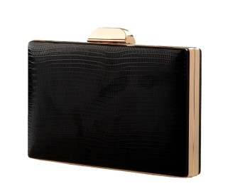 Black metal hardshell clutch