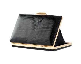 Black metal hardshell clutch