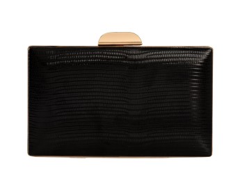 Black metal hardshell clutch