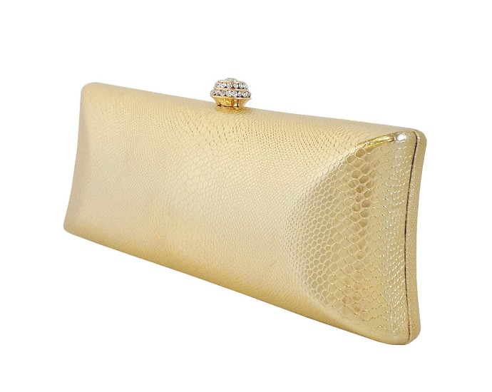 Gold Metal Hardshell Evening Clutch