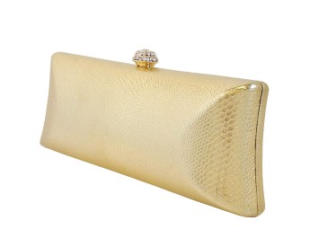 Gold Metal Hardshell Evening Clutch