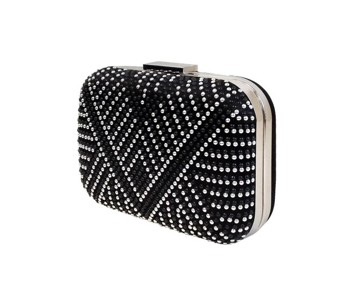 Black and Silver Box Clutch