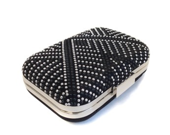 Black and Silver Box Clutch