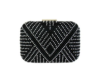 Black and Silver Box Clutch