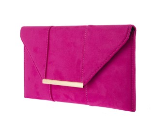 Rose Red Faux Suede Envelope Clutch