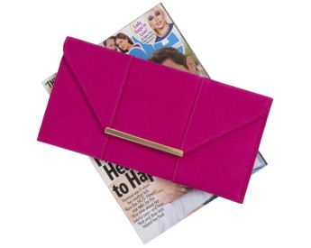 Rose Red Faux Suede Envelope Clutch