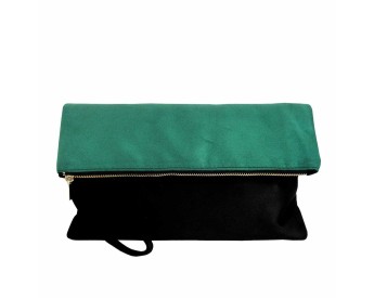 Soft Faux Suede Green and Black Wristlet