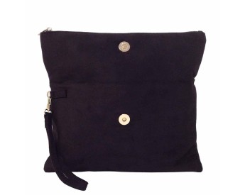 Soft Faux Suede Green and Black Wristlet
