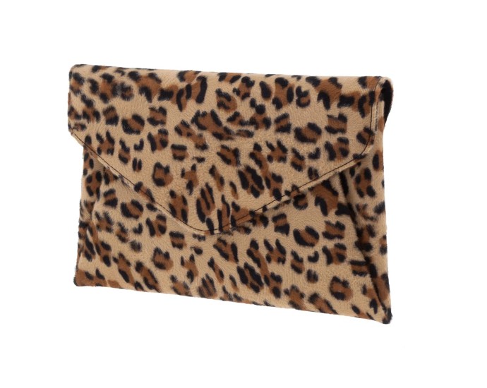 Leopard fur clutch