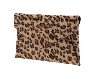 Leopard fur clutch
