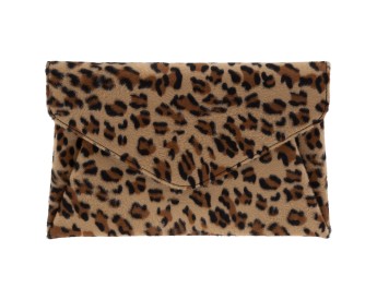 Leopard fur clutch