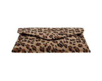 Leopard fur clutch