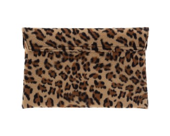 Leopard fur clutch