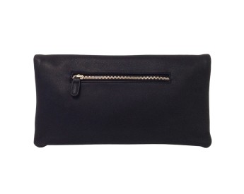 Faux leather zip-up tassel clutch