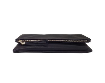 Faux leather zip-up tassel clutch