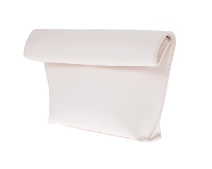 White Faux Leather Oversized Folding Clutch