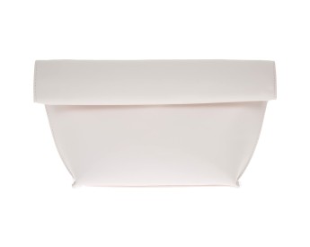 White Faux Leather Oversized Folding Clutch