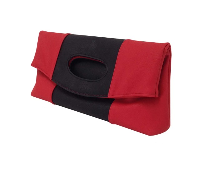 Red and black color matching foldable clutch