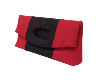 Red and black color matching foldable clutch