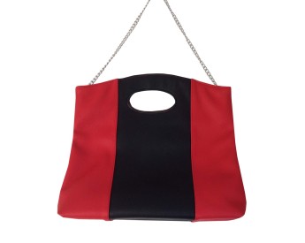 Red and black color matching foldable clutch