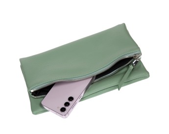 Faux leather clutch with tassels