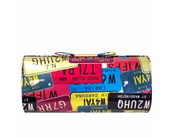 License Plate Faux Patent Leather Bow Clutch