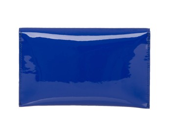 Blue Faux Patent Shiny Envelope Clutch
