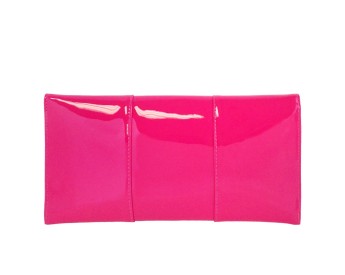 Faux Patent Leather Envelope Candy Pink Clutch