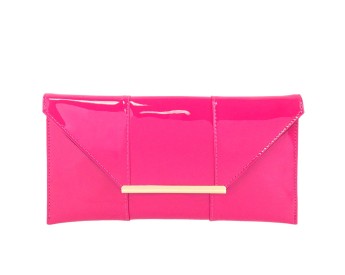 Faux Patent Leather Envelope Candy Pink Clutch