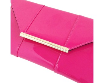 Faux Patent Leather Envelope Candy Pink Clutch