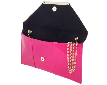 Faux Patent Leather Envelope Candy Pink Clutch
