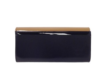 Black and Brown Faux Patent Leather Clutch