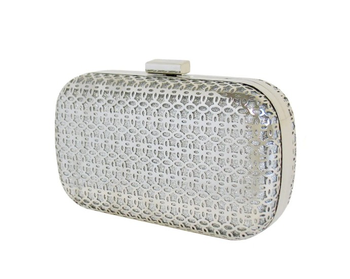 Silver Metal Box Clutch