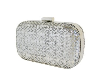 Silver Metal Box Clutch