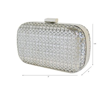 Silver Metal Box Clutch