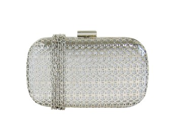 Silver Metal Box Clutch