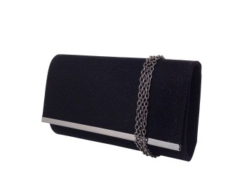 Black shiny evening clutch